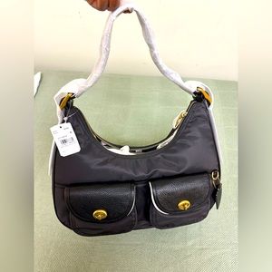 Authentic Never Used Coach Nylon Cargo Hobo Black Purse